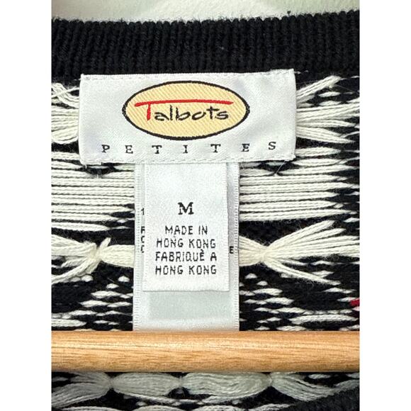 Talbots Winter Holiday Nordic Fair Isle Cardigan Sweater Size M Old Money Luxury - Picture 4 of 10